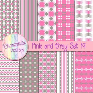 Free pink and grey digital papers set 19