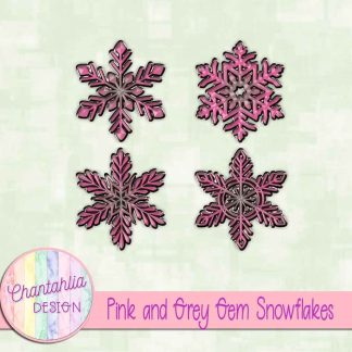 Free pink and grey gem snowflakes