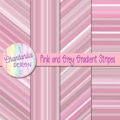 Free pink and grey gradient stripes digital papers