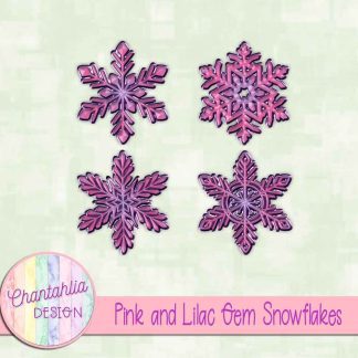 Free pink and lilac gem snowflakes