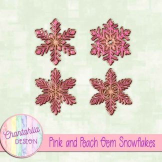 Free pink and peach gem snowflakes