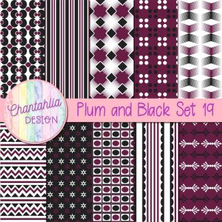 Free plum and black digital papers set 19