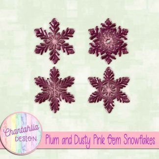 Free plum and dusty pink gem snowflakes