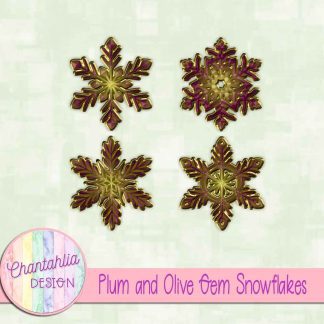 Free plum and olive gem snowflakes