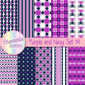 Free purple and navy digital papers set 19