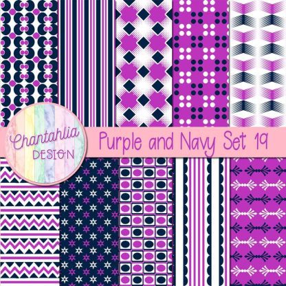Free purple and navy digital papers set 19