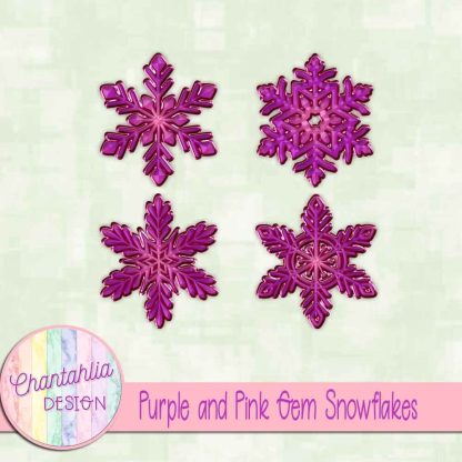 Free purple and pink gem snowflakes