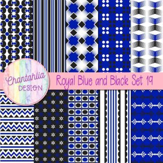 Free royal blue and black digital papers set 19