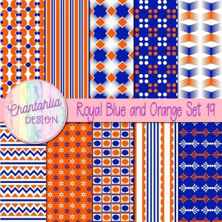 Free royal blue and orange digital papers set 19