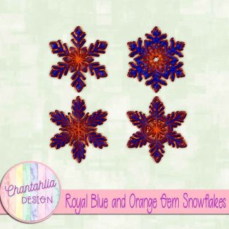 Free royal blue and orange gem snowflakes