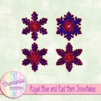 Free royal blue and red gem snowflakes