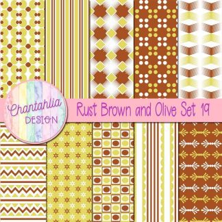 Free rust brown and olive digital papers set 19