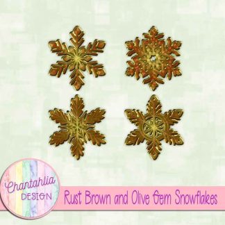 Free rust brown and olive gem snowflakes