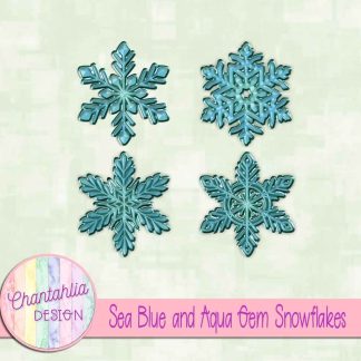 Free sea blue and aqua gem snowflakes