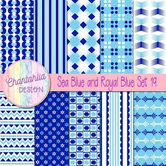 Free sea blue and royal blue digital papers set 19