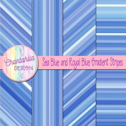 Free sea blue and royal blue gradient stripes digital papers
