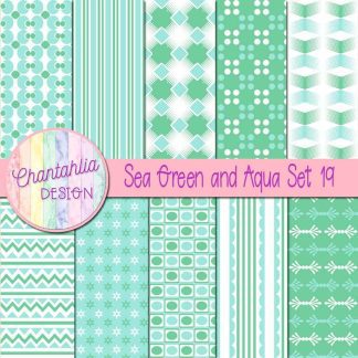 Free sea green and aqua digital papers set 19