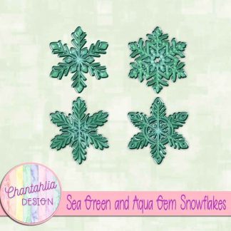 Free sea green and aqua gem snowflakes