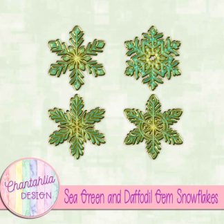 Free sea green and daffodil gem snowflakes