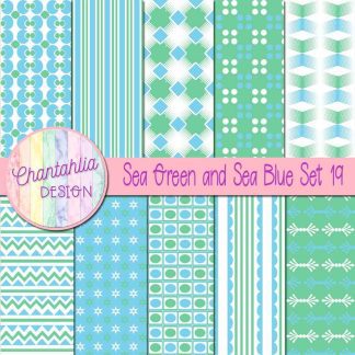 Free sea green and sea blue digital papers set 19