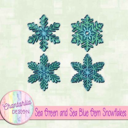 Free sea green and sea blue gem snowflakes