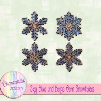 Free sky blue and beige gem snowflakes