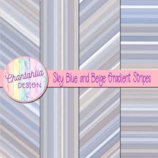 Free sky blue and beige gradient stripes digital papers