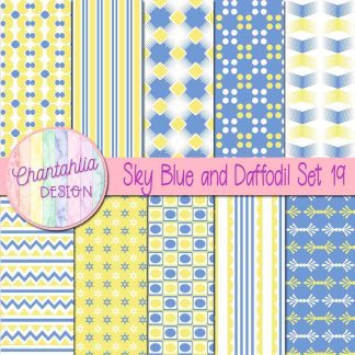 Free sky blue and daffodil digital papers set 19