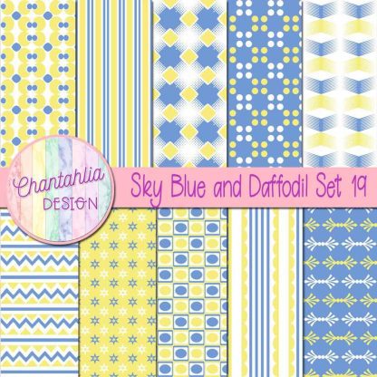 Free sky blue and daffodil digital papers set 19