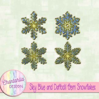 Free sky blue and daffodil gem snowflakes