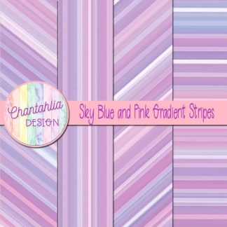 Free sky blue and pink gradient stripes digital papers