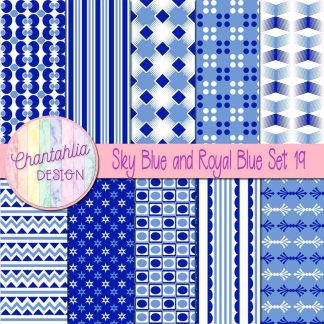 Free sky blue and royal blue digital papers set 19