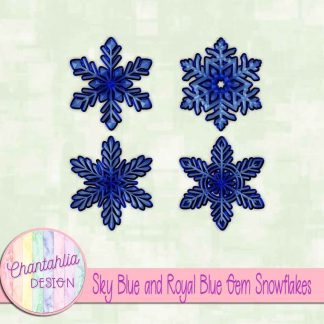 Free sky blue and royal blue gem snowflakes