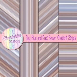 Free sky blue and rust brown gradient stripes digital papers