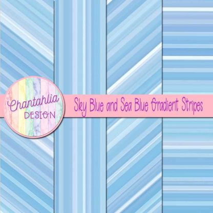 Free sky blue and sea blue gradient stripes digital papers