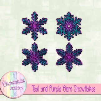 Free teal and purple gem snowflakes