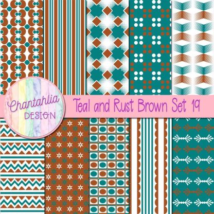 Free teal and rust brown digital papers set 19