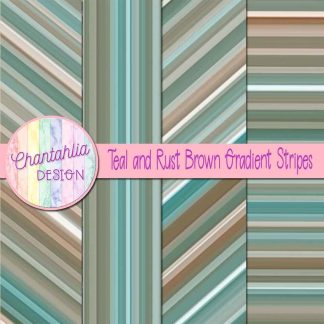 Free teal and rust brown gradient stripes digital papers