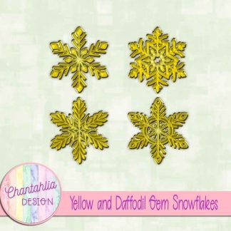 Free yellow and daffodil gem snowflakes