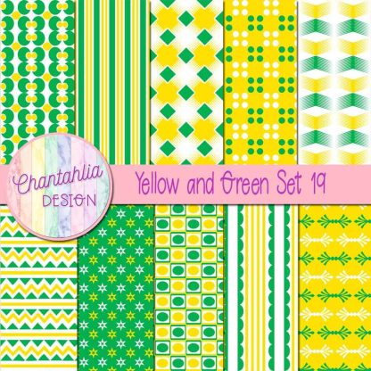 Free yellow and green digital papers set 19