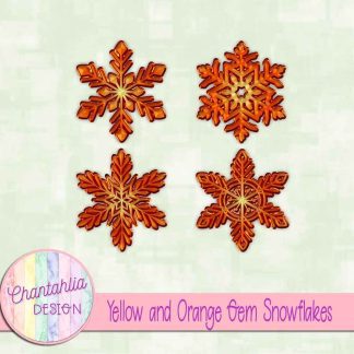 Free yellow and orange gem snowflakes