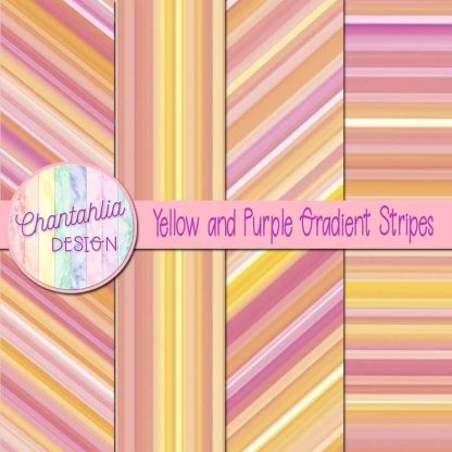 Free yellow and purple gradient stripes digital papers