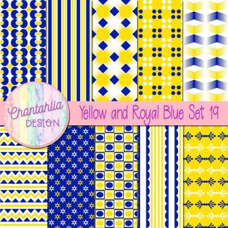 Free yellow and royal blue digital papers set 19