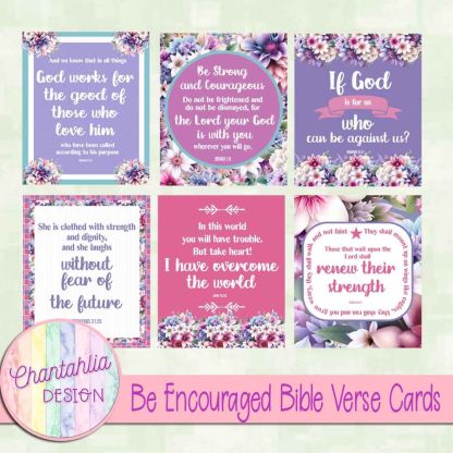 Free Bible Verse cards in a Be Encouraged theme