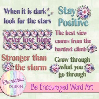 Free word art in a Be Encouraged theme