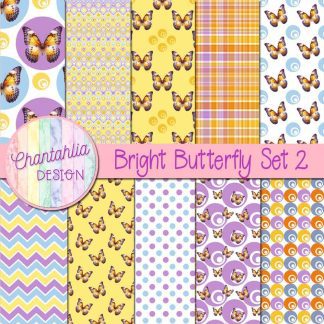 Free digital papers in a Bright Butterfly theme