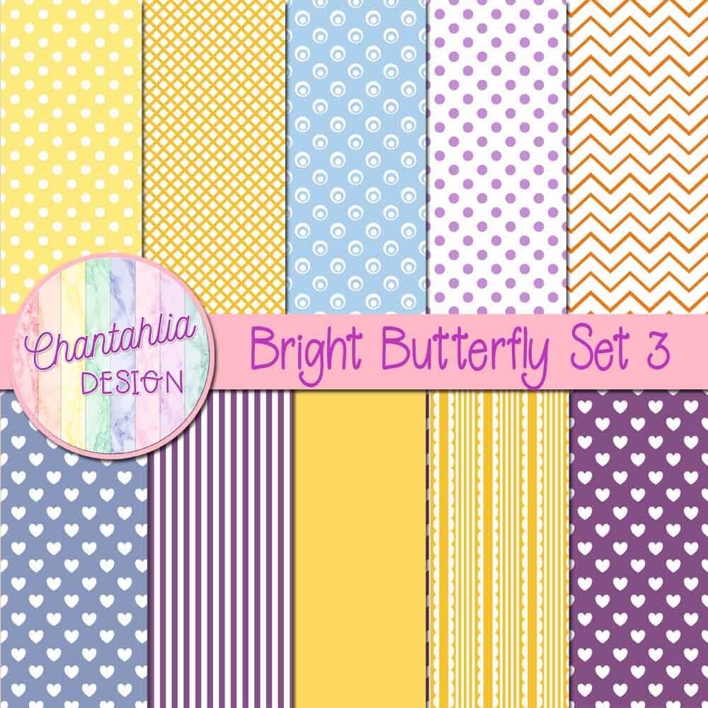 Free digital papers in a Bright Butterfly theme