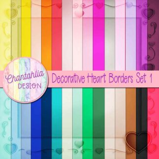 Free digital papers featuring a decorative heart border design