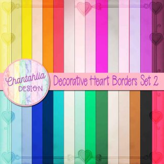 Free digital papers featuring a decorative heart border design