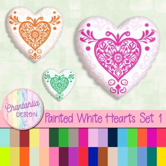 Free painted white hearts design elements.